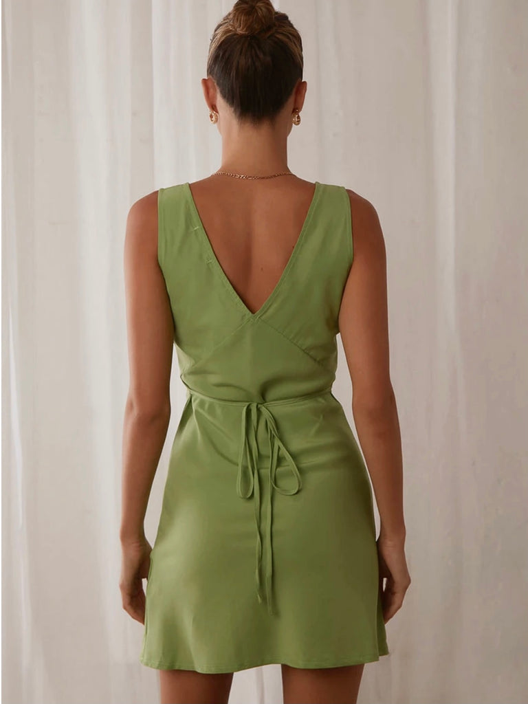 Audrey Vintage Slip Dress in Lime by PEPPERMAYO