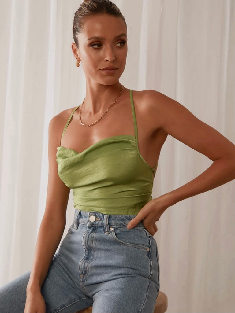 Pascale Top in Moss Green by PEPPERMAYO
