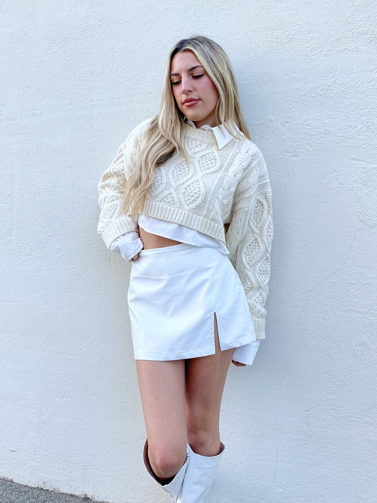 Sonny Cropped Sweater Set in Cream