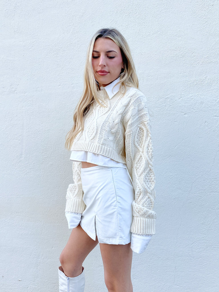 Sonny Cropped Sweater Set in Cream