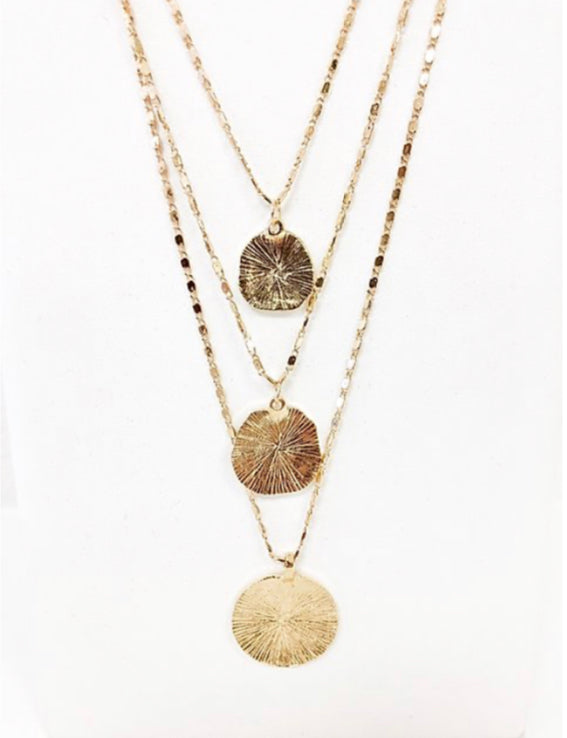 Triple Chain Medallion Necklace